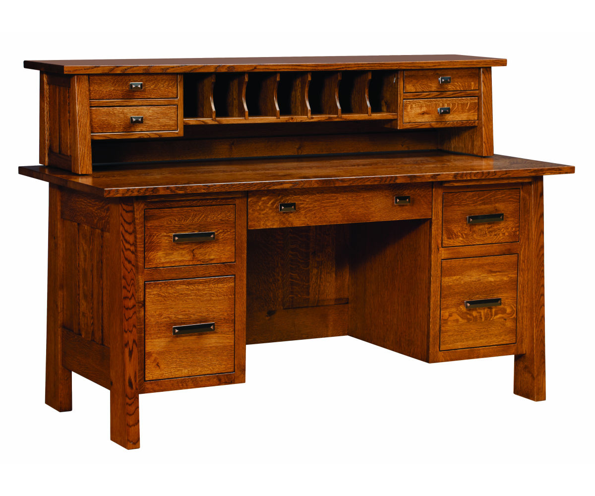 Freemont Mission File Desk With Hutch - 66"W