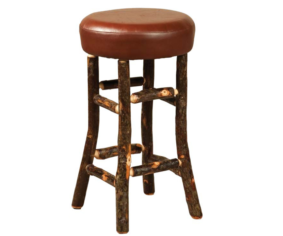 24" Hoosier Bar Stool With Leather Seat