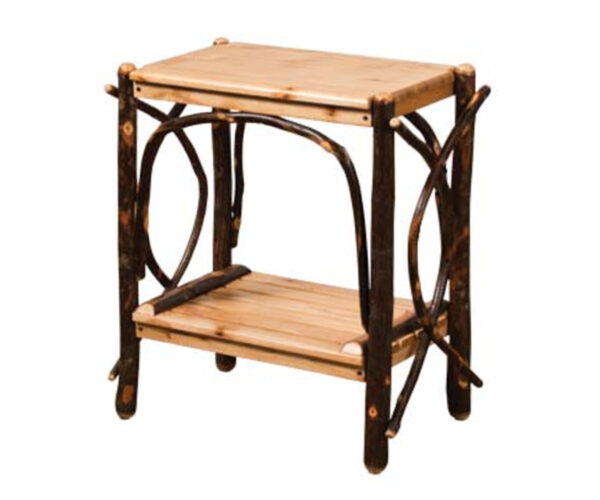 End Table With Solid Top And Slatted Shelves