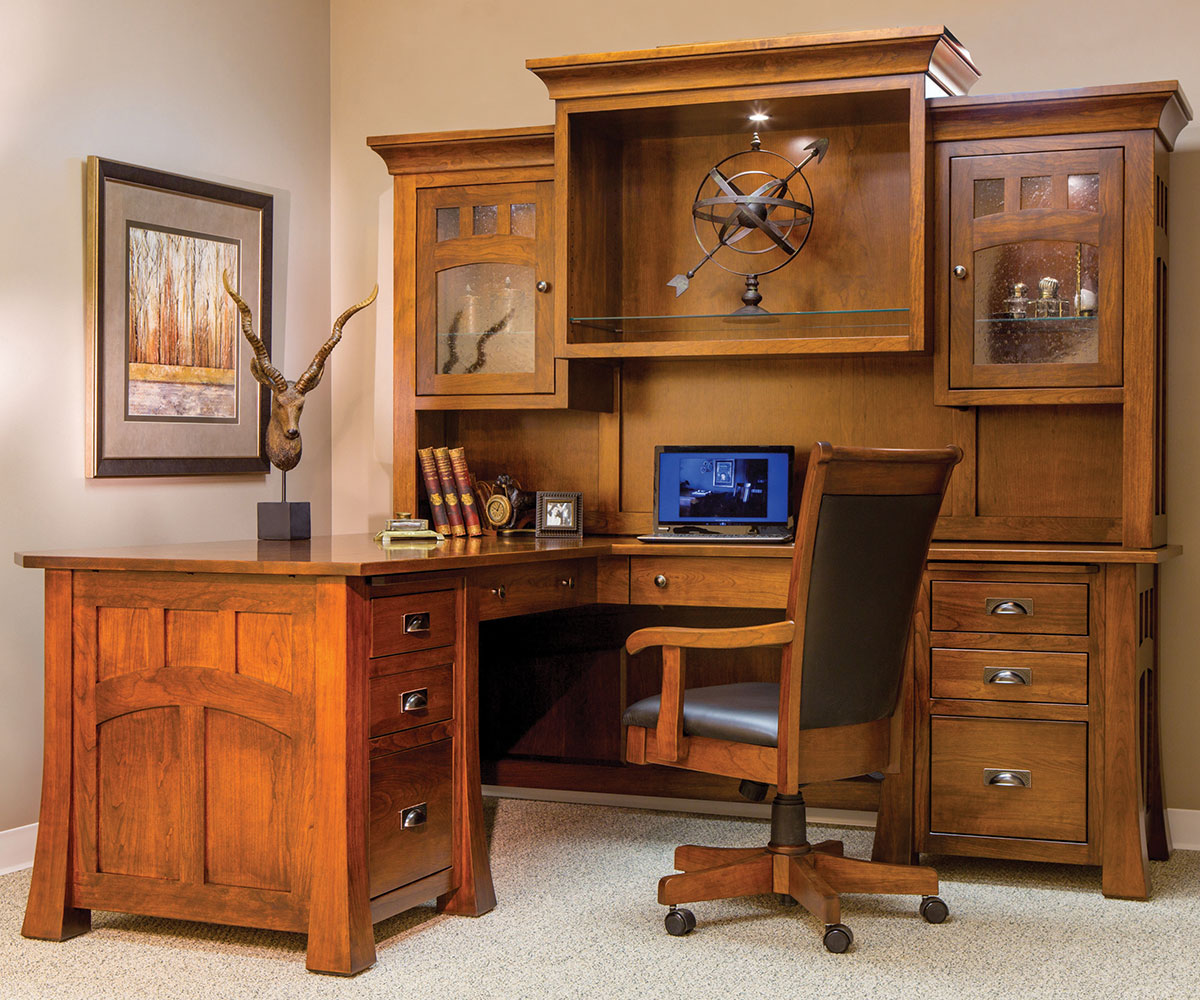 Bridgefort Mission Corner Desk with Hutch - 84"W - Image 4